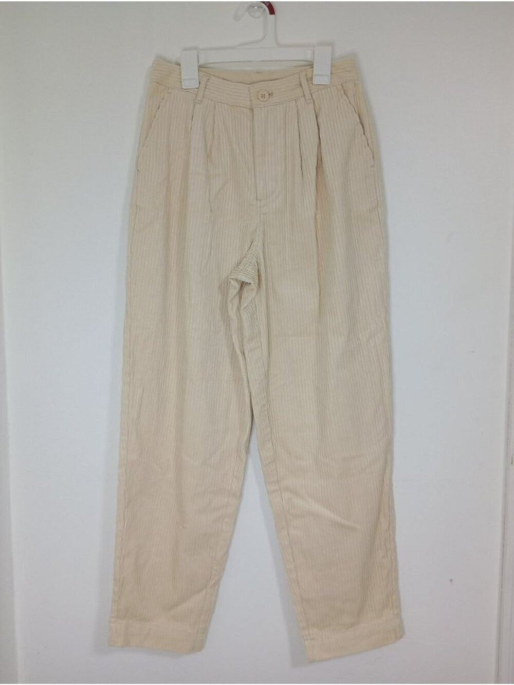 Rowing Blazers Womens Corduroy Pleated Pants Size 4 Beige Cotton Blend